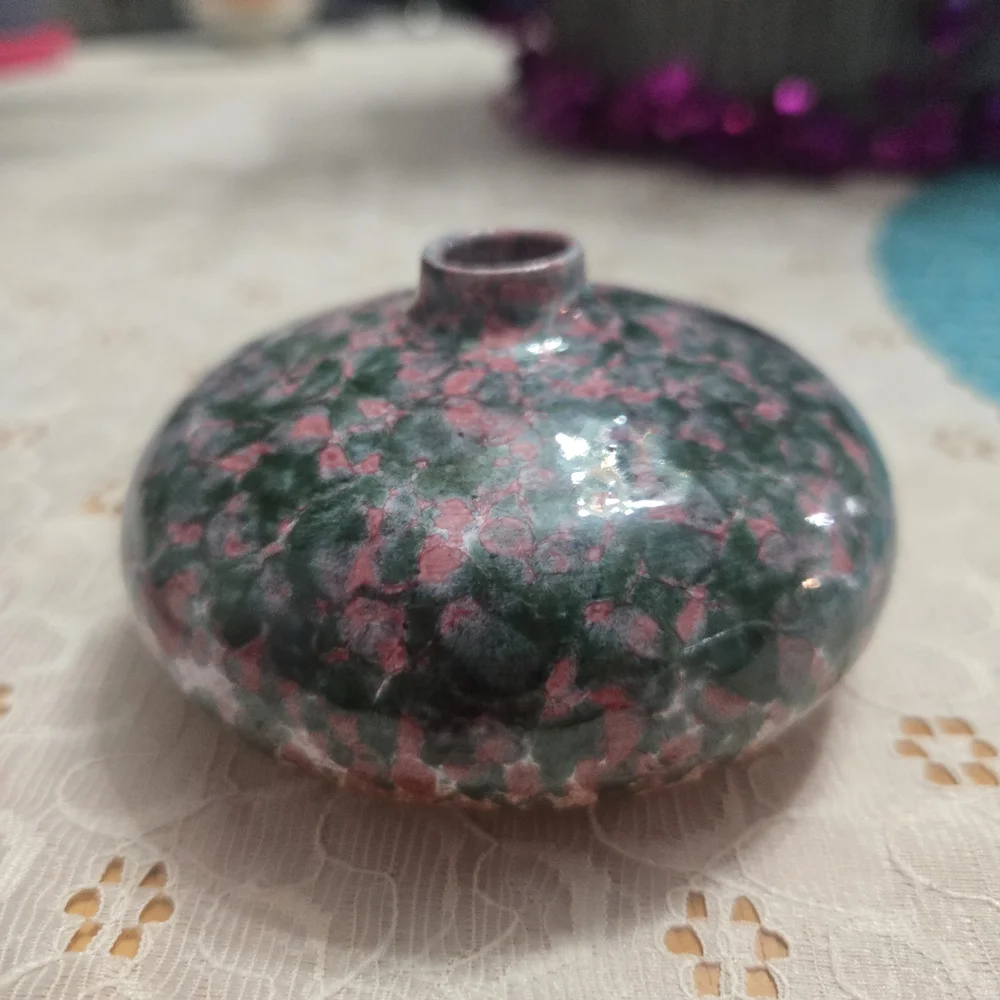 Artistic Pink and Green Ceramic Bowl - Picture 4 of 10